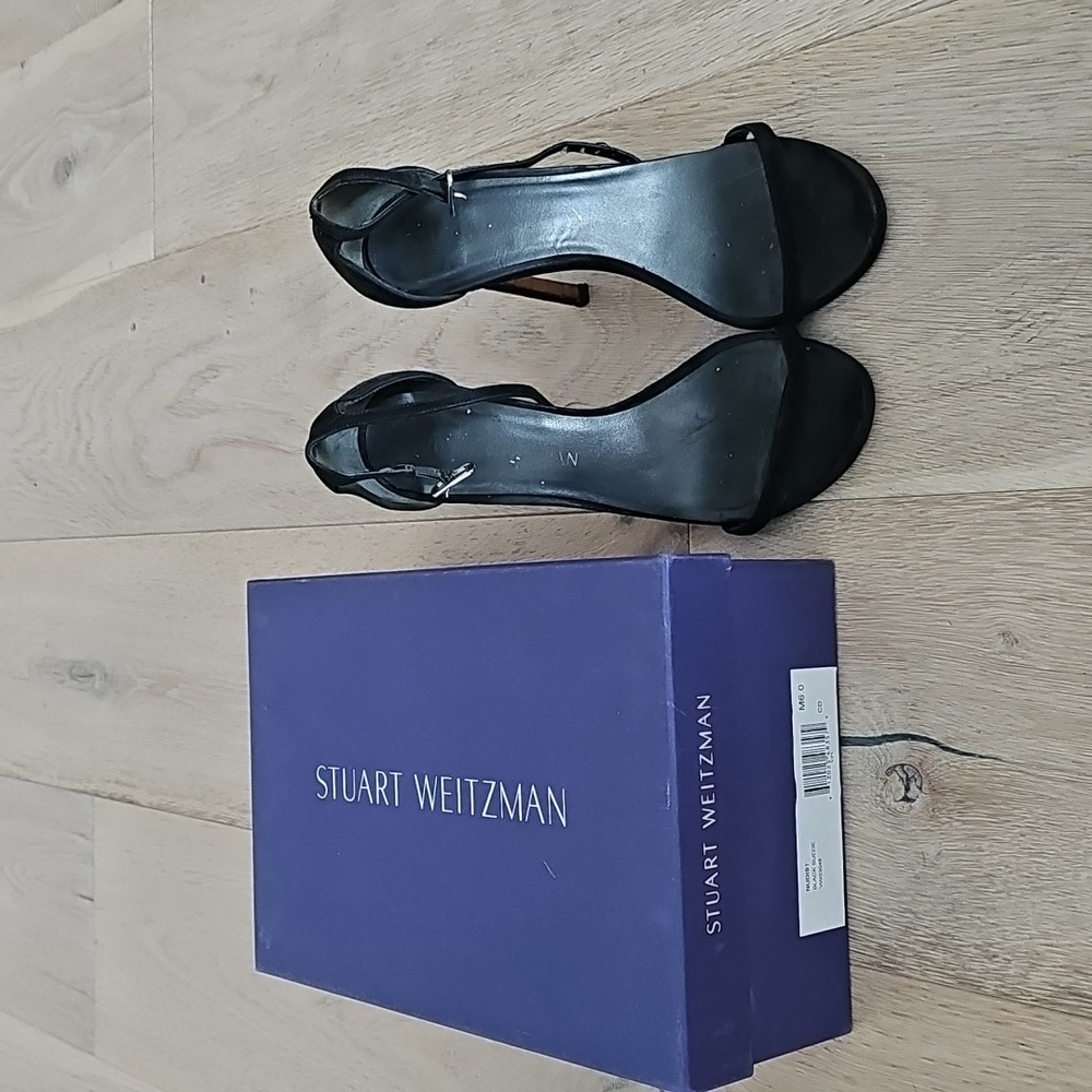 Stuart Weitzman Nudist Black Suede Heels